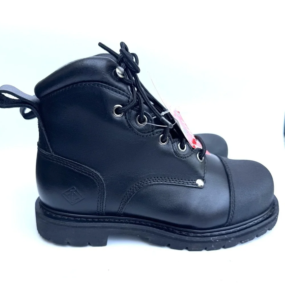Lehigh Safety Shoes 4771 Steel Toe Work Boots Size 5 XW / 6E‎ Black Leather NWT
